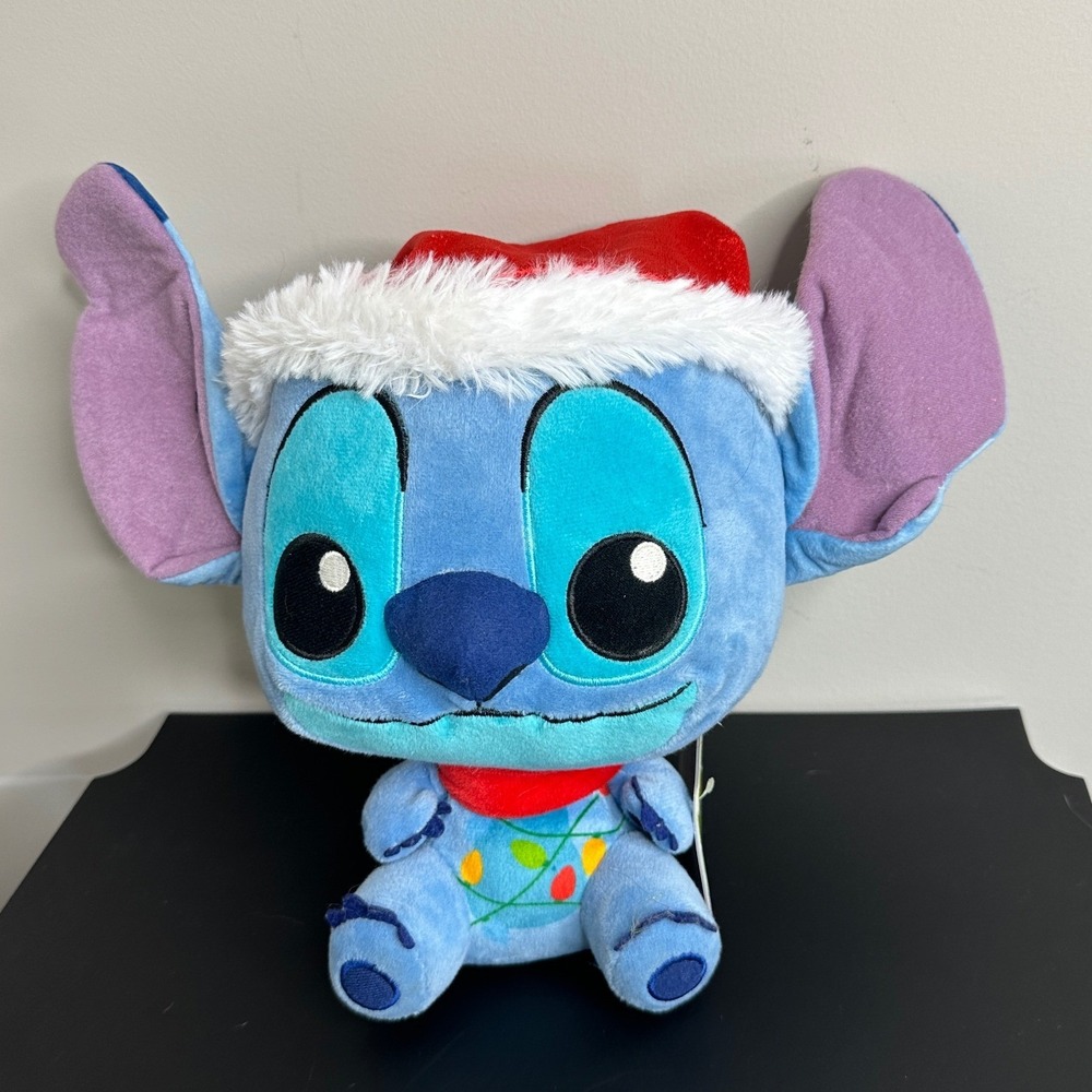 Funko Disney Stitch Plush 8" Blue Holiday Santa Hat Hot Topic Exclusive